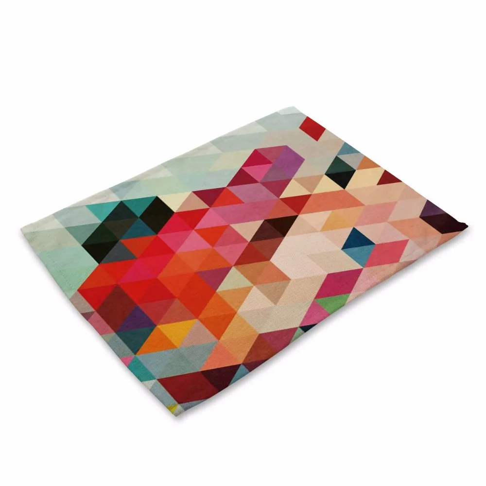 Geometry Pattern Table Mat Colorful Printing Table Napkin Polyester Cotton Placemat Kitchen Decoration Dining Accessories