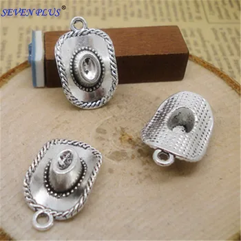 

High Quality 20 Pieces/Lot 13mm*22mm Dallas Antique Silver Plated Cowboy Hat Charms For Jewelry Making