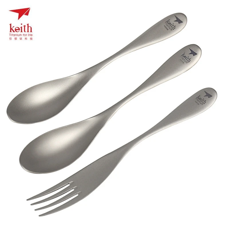 Vajilla de titanio gruesa cuchara sólida tenedor cena postre café sopa cuchara exterior Camping senderismo viajes Tablewares