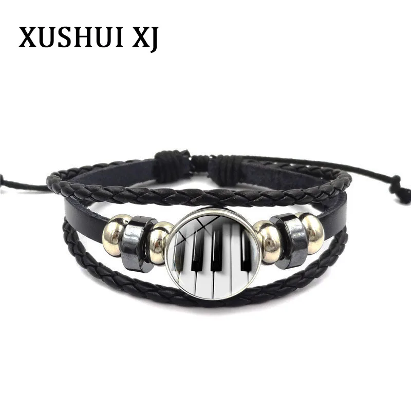 Женские и мужские браслеты XUSHUI XJ модные с шармами черно белые кожаные