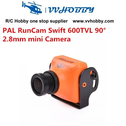 

PAL Runcam Swift 600TVL MINI FPV Camera Horizontal Fov 90 angle 2.8mm Lens & Base Holder for Mini QAV FPV PAL System Orange PAL