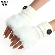 WOMAIL для женщин девочек Теплые зимние Искусственный мех кролика наручные перчатки, варежки без пальцев jan30/P fed30