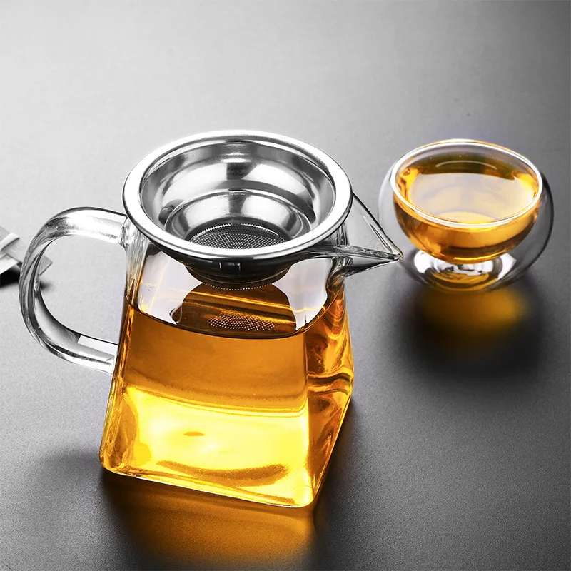 Чайник с допуском и утолщение пузырьковый чайник из нержавеющей стали фильтр внутренний желчный чай утечки стеклянная промывочная чашка квадратная чашка