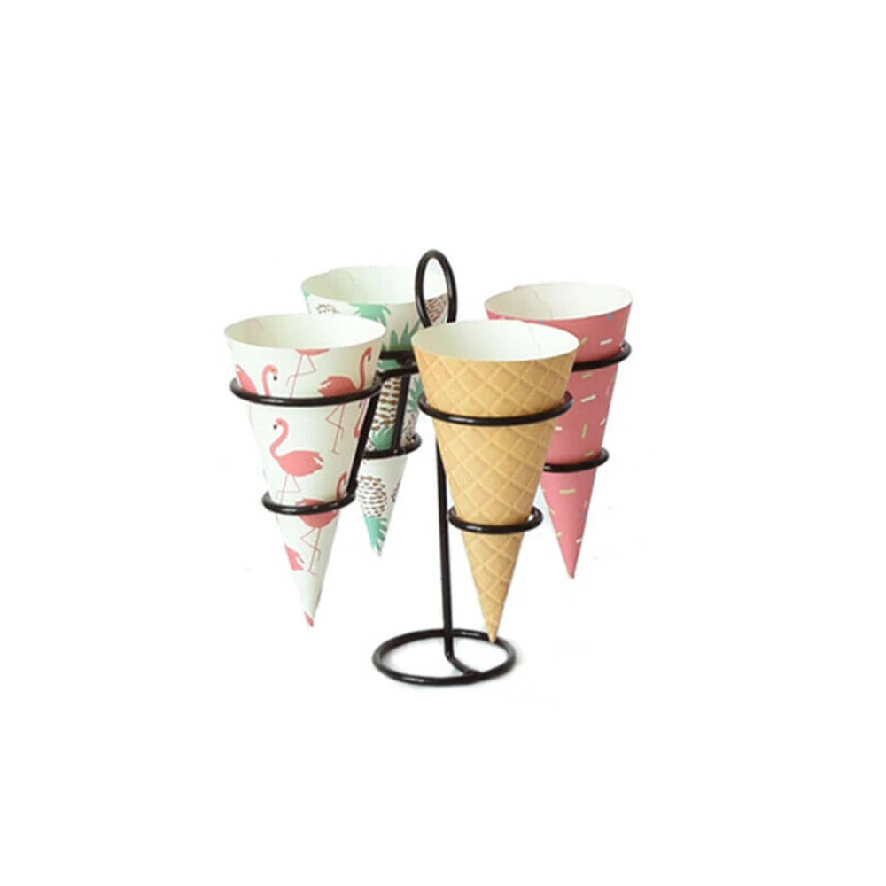 3 вида стилей витрина для мороженого для витрины, черный железный конус, держатель для мороженого, конус, сверхмощный, для выпечки кексов, украшения