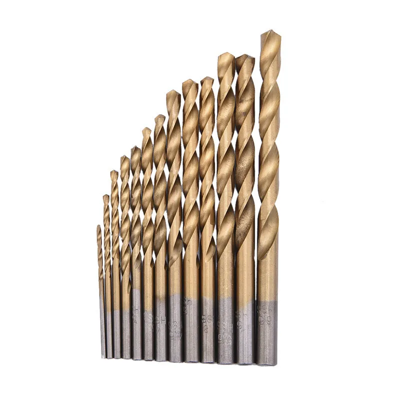 

13pcs HSS Mini Twist Drill Bit Metric System Titanium Coated Woodworking Metal Platic Drilling Tools Set