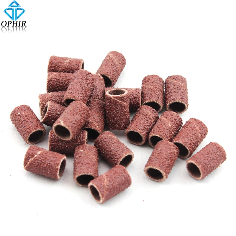 

OPHIR 100pcs 80" Nail Drill Sanding Bands Medium Coarse Electric Nail Drill Head Grinding Tools Polishing Head _KD165
