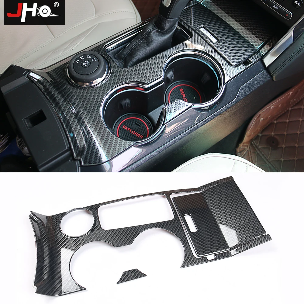 Carbon Fiber Console Gear Box Water Cup Holder Cover For Ford Mustang 2015-2019