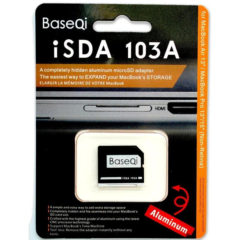 BASEQI Алюминиевый адаптер для Карт MicroSD/Reader103A Macbook Air 13''|adapter for macbook|adapter microsdadapter
