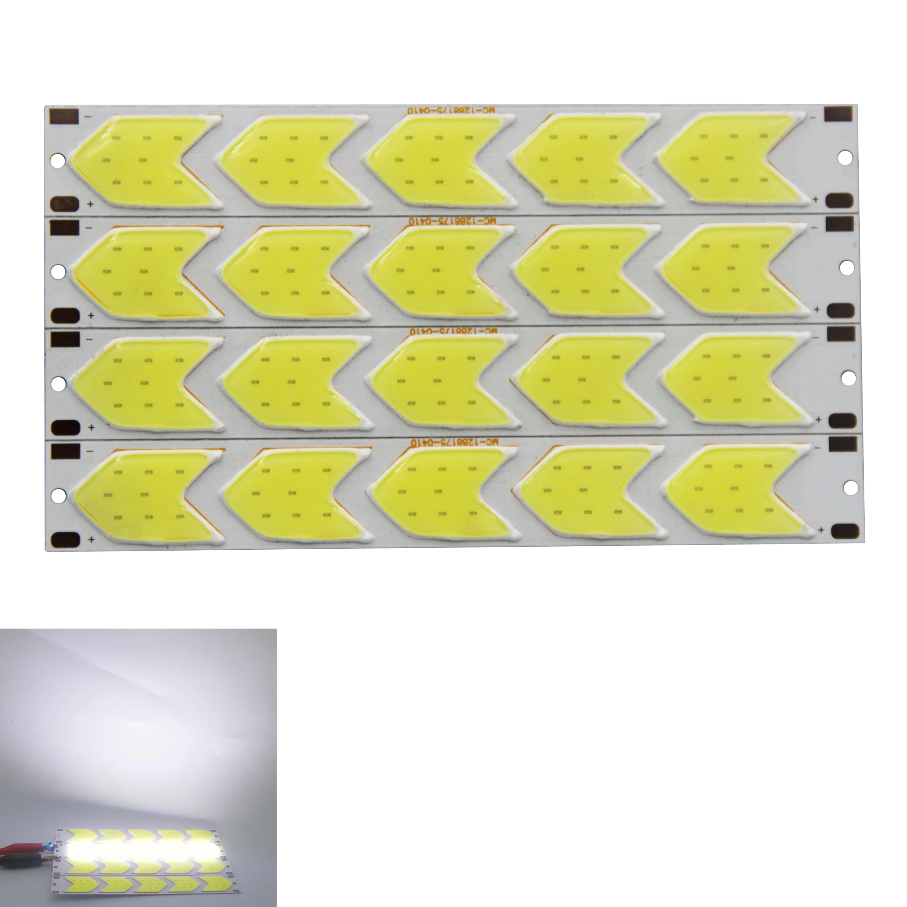 

Factory sale 12V DC arrow shape led cob strip light source for daytime running light cob led strip chip bulb tubles