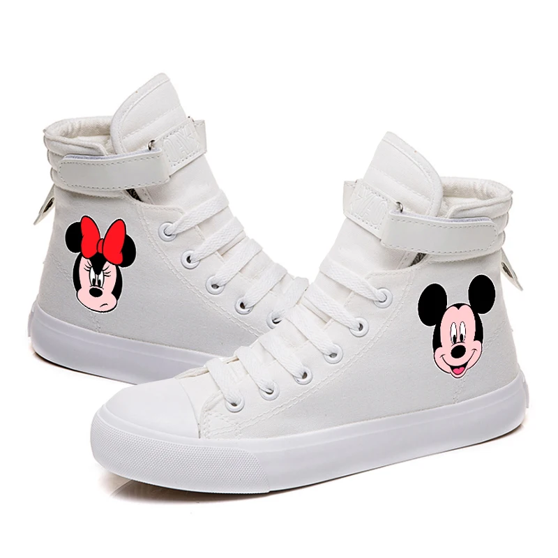Женские кроссовки Mikey Mous для девочек; парусиновые кроссовки для подростков; повседневная обувь для девочек; кроссовки на шнуровке; Студенческая спортивная обувь - Цвет: A White