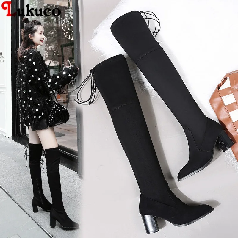 

2019 Sexy Over-the-knee Motorcycle Boots Zipper High Heel Big Size 34-48 Short Plush Botas Sexy Pumps Handmade Warm Shoes Woman