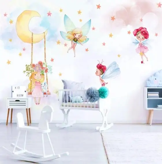 

Wallpapers Modern Custom 3D Child Photo Mural Wallpaper Fantasy Elf Eco-friendly Silk For Girls Baby Kids Room Bedroom