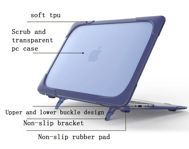 Складной чехол-подставка для ноутбука Macbook air Pro retina 11 12 13 15 A1706 A1708 A1989 матовый прозрачный чехол из поликарбоната+ ТПУ