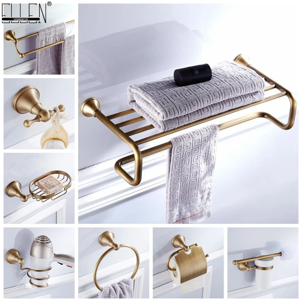 Bathroom Towel Shelf Toilet Paper Holder Soap Holder Towel Rack Tumble Holder Bath Hardware set Antique Bronze Finished ELF3001