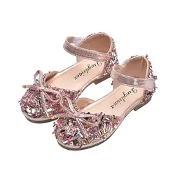 Bekamille/Обувь для девочек; летняя детская танцевальная обувь; нескользящая обувь с кристаллами на мягкой подошве; вечерние туфли принцессы с
