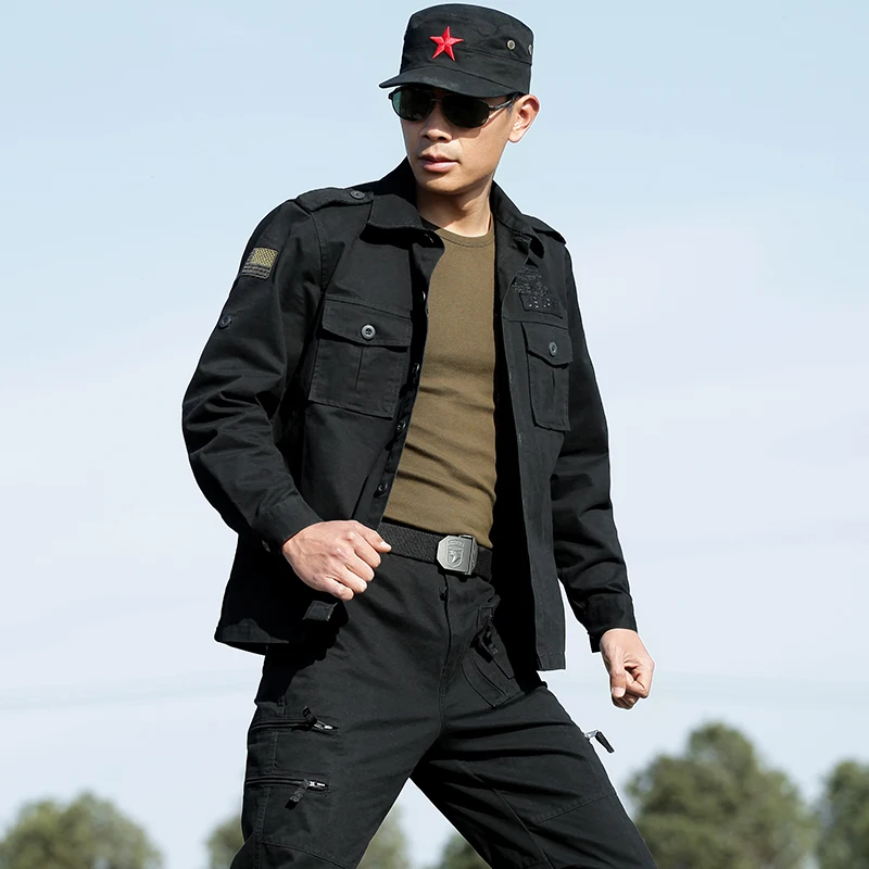 

Men's Bomber Jacket Cotton Military Tactical Jacket Camouflage Hunting Jacket Black Sports Hiking Jacket Men Army Training Coat