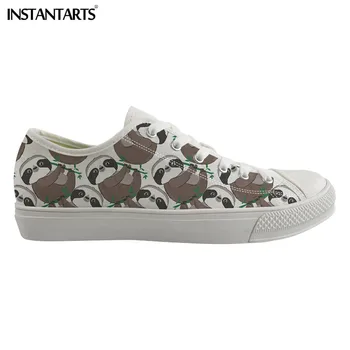 

INSTANTARTS Cartoon Sloth Pattern 3D Men Low Top Casual Shoes Spring Classic Vulcanize Canvas Sneakers for Boys Male Flat Shoes