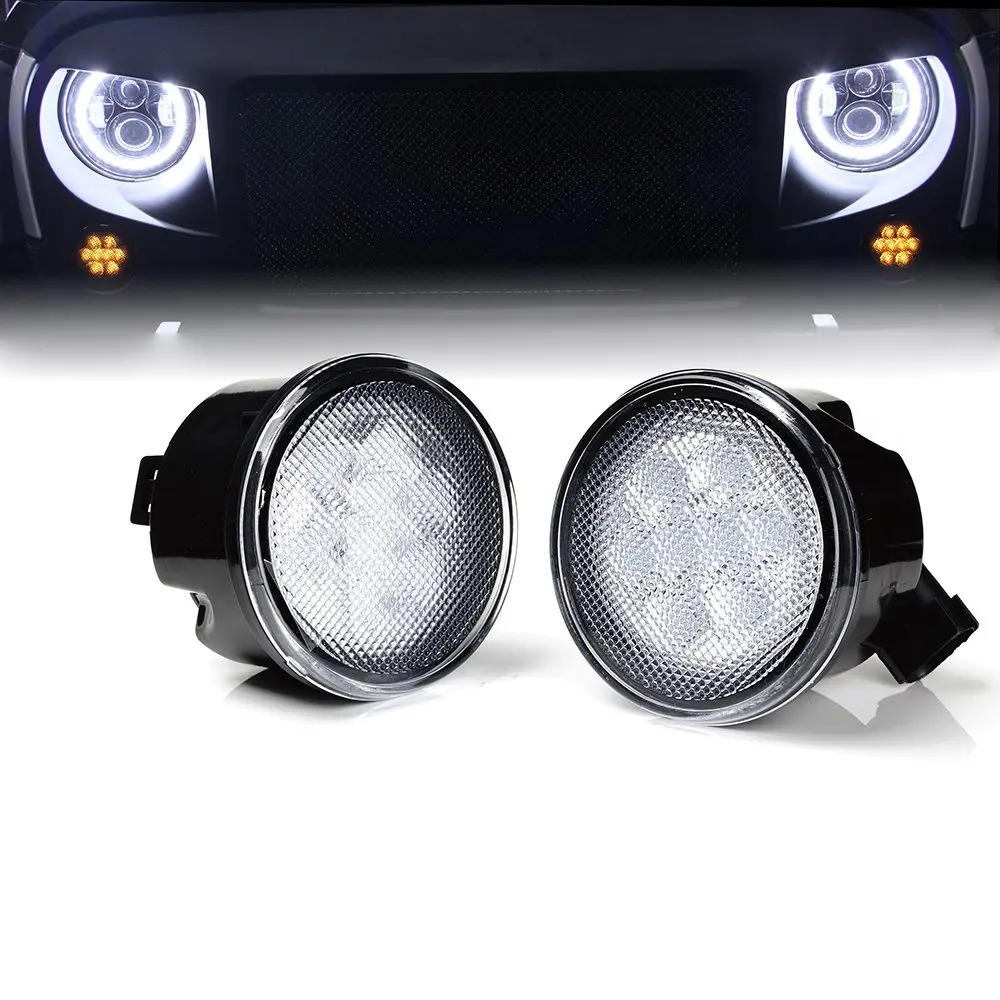 

Jeep Wrangler Smoked Lens Amber LED Front Turn Signals Light for 2007-2018 Jeep JK & Wrangler Unlimited