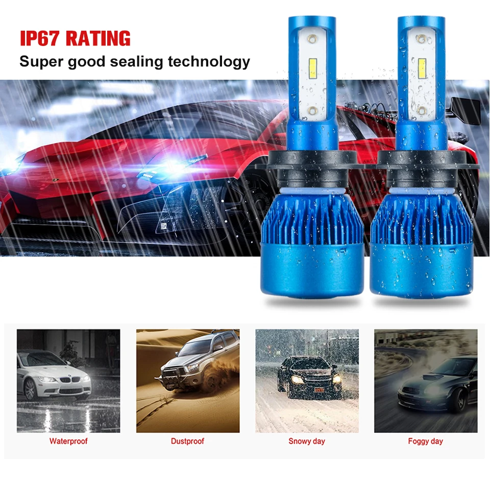 Foxcncar H7 H4 H11 H1 LED Car Headlights Bulb mini Lamp 9005 9006 COB CSP Chip 12V 10000lm 72W 6500K 24V Auto moto truks IP67 (5)
