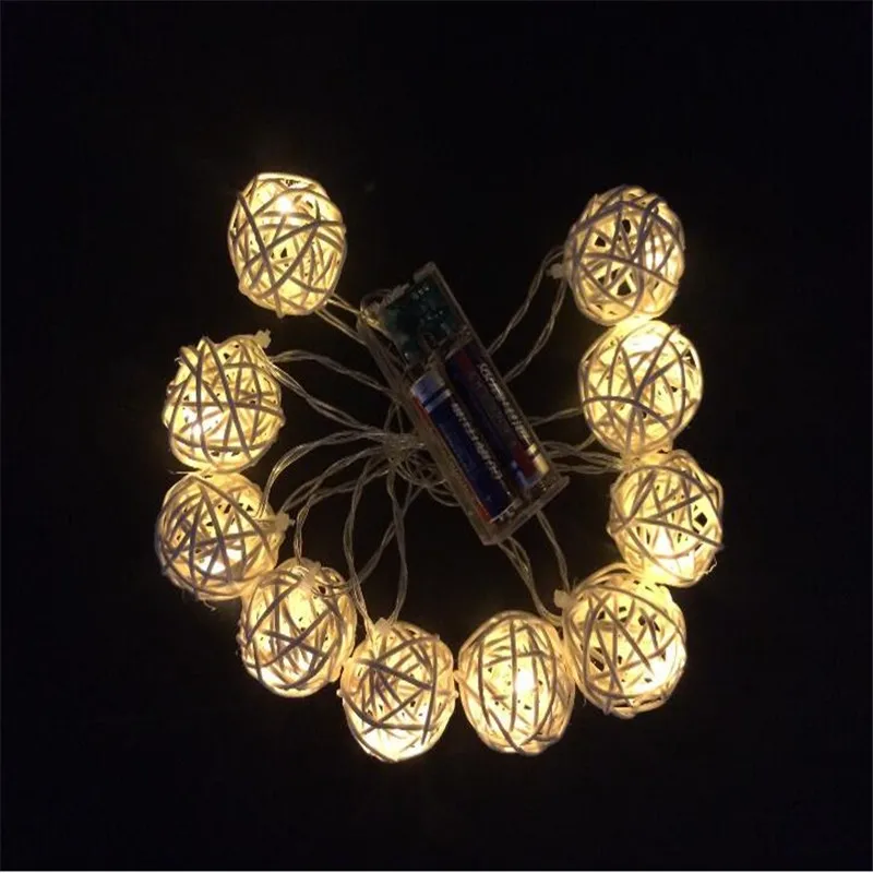 10 ltterns светодиодный 1,5 м Funlife Свадебная вечеринка струнные огни ручного плетения гирлянда из ротанга Рождественский шар-фонарь шар
