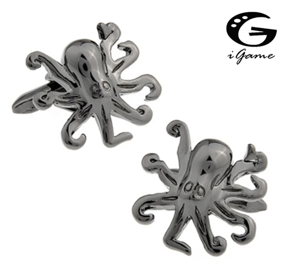 

iGame 3 Colors Option Silver Golden Black Men's Fashion Cufflinks Brass Material Octopus Design Cuff Links Factory Price Retail