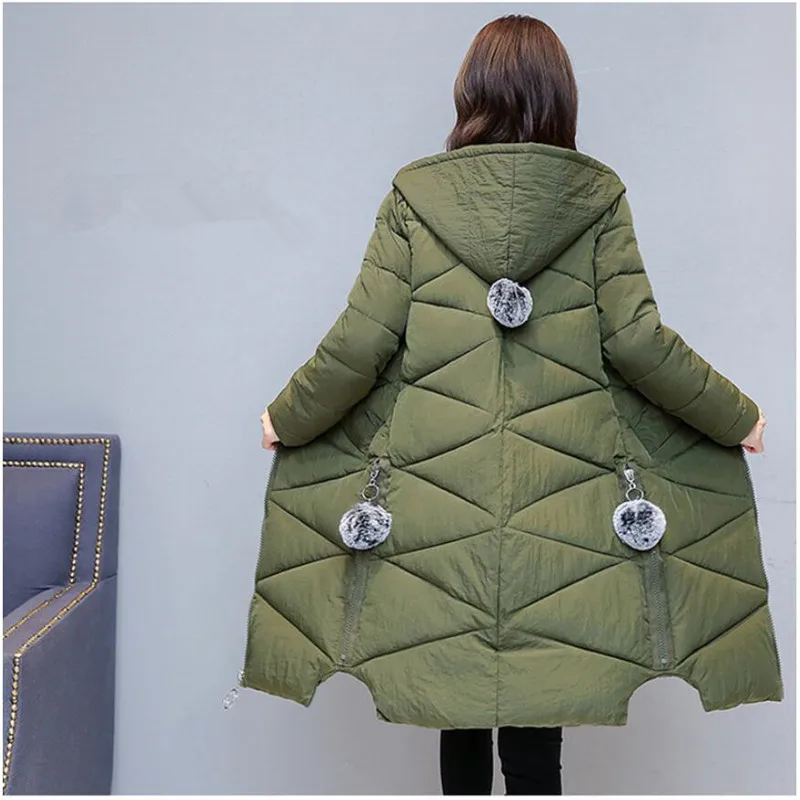 

2019 Winter coat Women Cotton Jacket New Style Fashion Hooded Thickening Warm Mid-long Coat Loose Large size Female Parkas G173