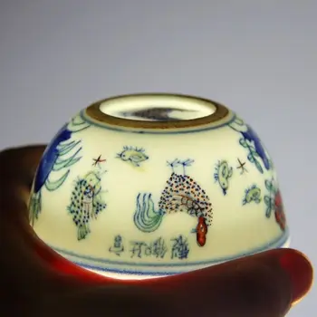 

China antique Porcelain Ming chenghua Hand painting chicken doucai bowl Teacup
