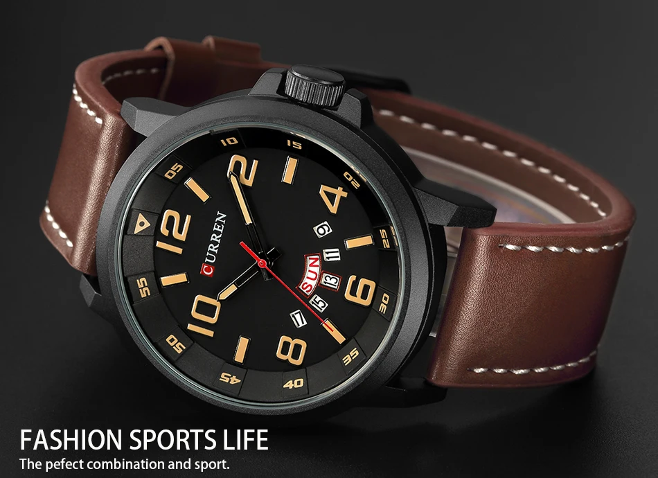 CURREN лучший бренд Роскошные мужские спортивные часы мужские армейские военные кожаные кварцевые часы мужские водонепроницаемые часы Relogio Masculino