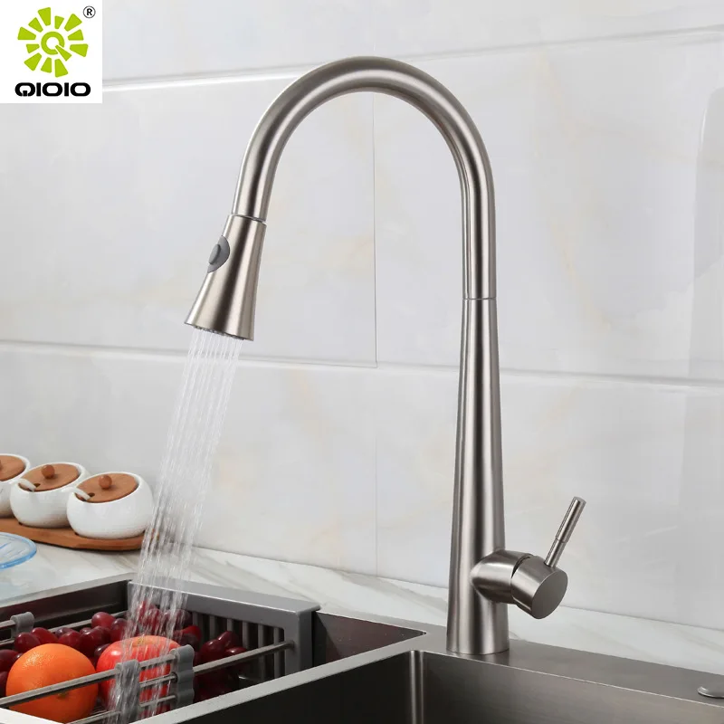 

304 stainless steel hot and cold pull vegetable basin faucet