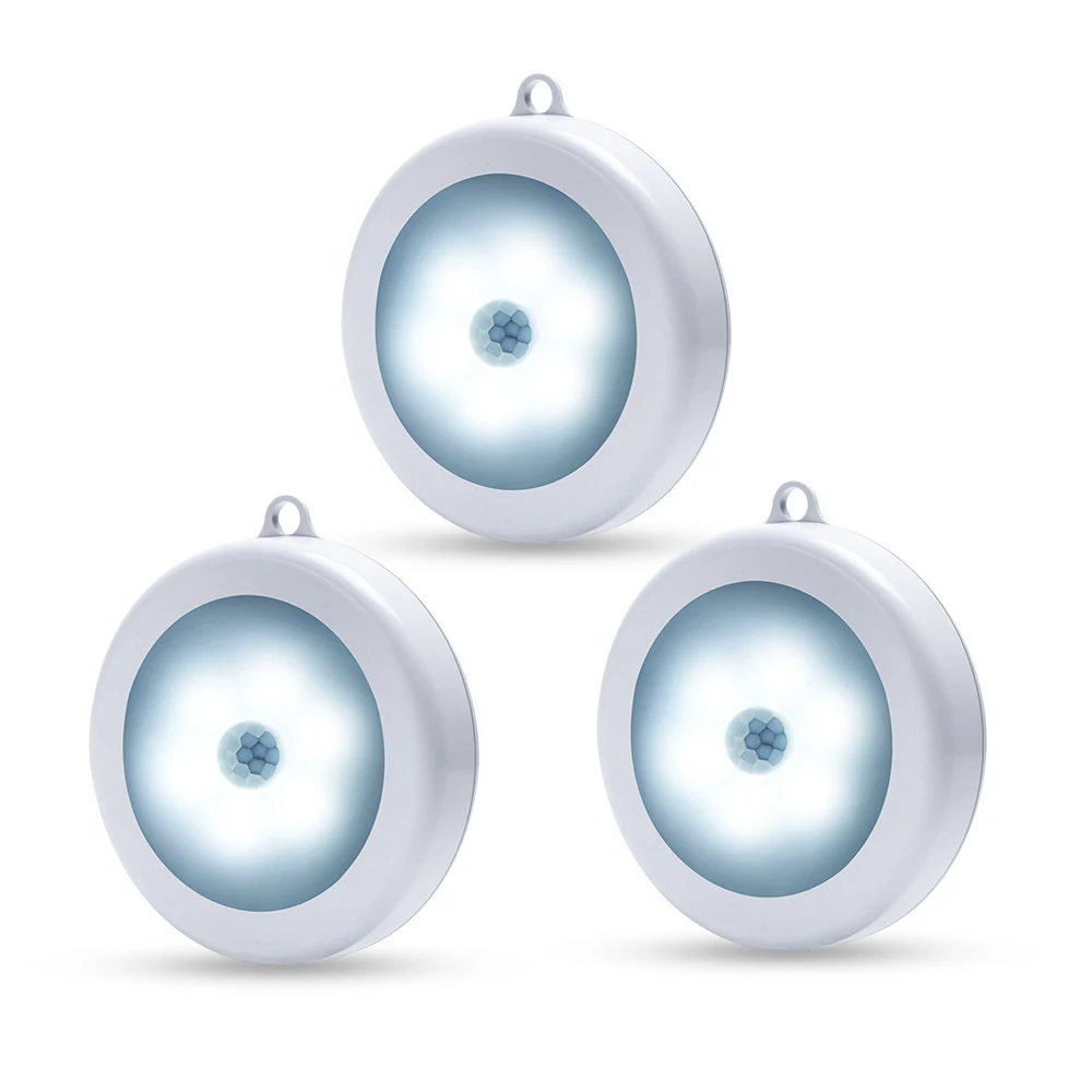 

3pcs Infrared PIR Motion Sensor 6 Led Night Light Wireless Detector Wall Lamp Light Battery Power Auto On/Off Closet Light