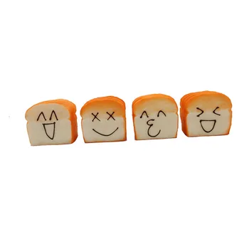 

Cute Kawaii Face Simulation Fake Bread Big Toast Slices Cake Shop Showcase Kitchen Decoration Model PU Material