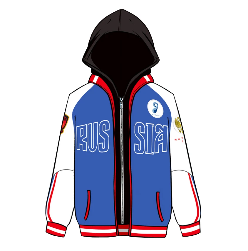 

YURI on ICE Yuri Plisetsky False Two Pieces Hoodie Cosplay Costume Hooded Jacket Sportswear Daily Casual Sweatshirts Size S-XXXL