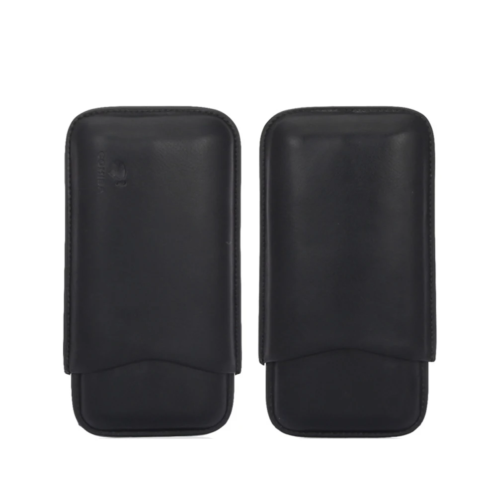

COHIBA Black Leather Travel Cigar Case Portable Cigars Humidor Leather 3ct Cohiba Humidors
