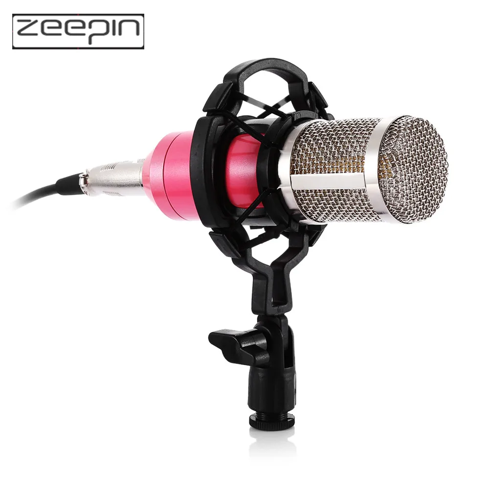 Professional BM 800 bm800 Condenser Sound Recording Microphone with Shock Mount for Radio Braodcasting Singing Black - Цвет: PINK