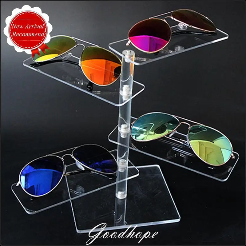 New Style Super White Clear Acrylic 4 Pairs Glasses Display Trays