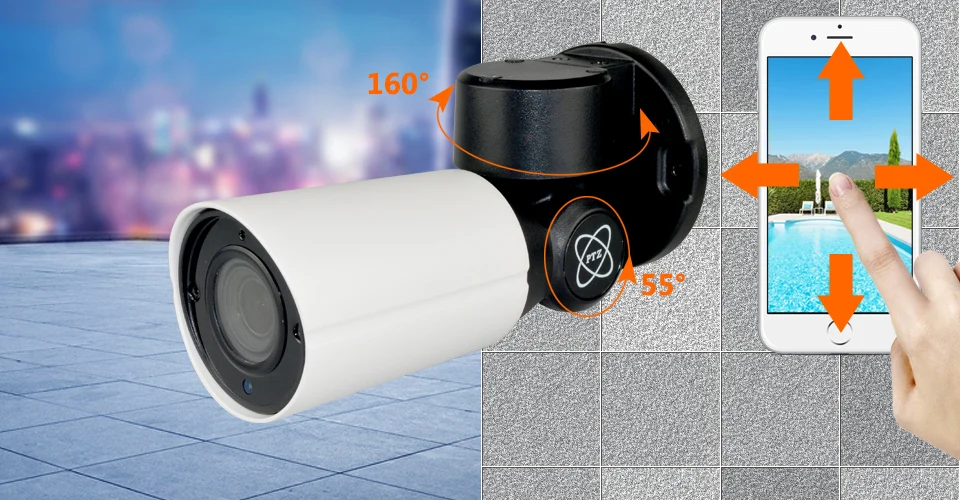  POE Outdoor PTZ Bullet IP Camera 1080P 5MP Full HD 4X Optical Zoom IP66 Waterproof 50m IR Night Vis