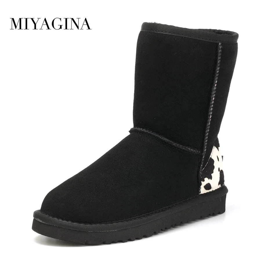 

MIYAGINA Top Quality New Fashion Genuine Sheepskin Leather Real Fur Wool Women Snow boots Brand Winter Shoes Free Shipping