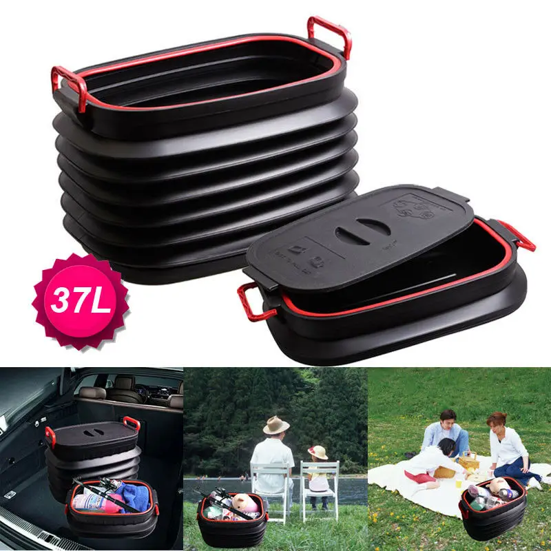 

Big Size Car Trash Bin Can Storage Bag Box Portable Outdoor Fishing Retractable Folding Water Bucket Rubbish Garbage Dust Holder