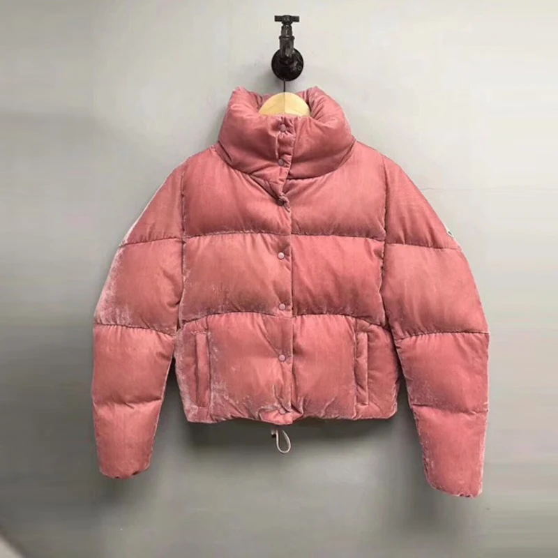Dames Femelle Femmes Manteau Parka Poitrine Manteaux Veste Chaude Court Solide Vestes Stand D'hiver Pink Épais Unique Col Casual 1d1xrpYn