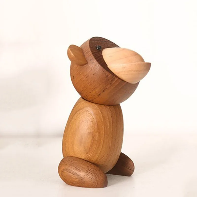 Nordic style wooden doll card at the Danish monkey puppet carving