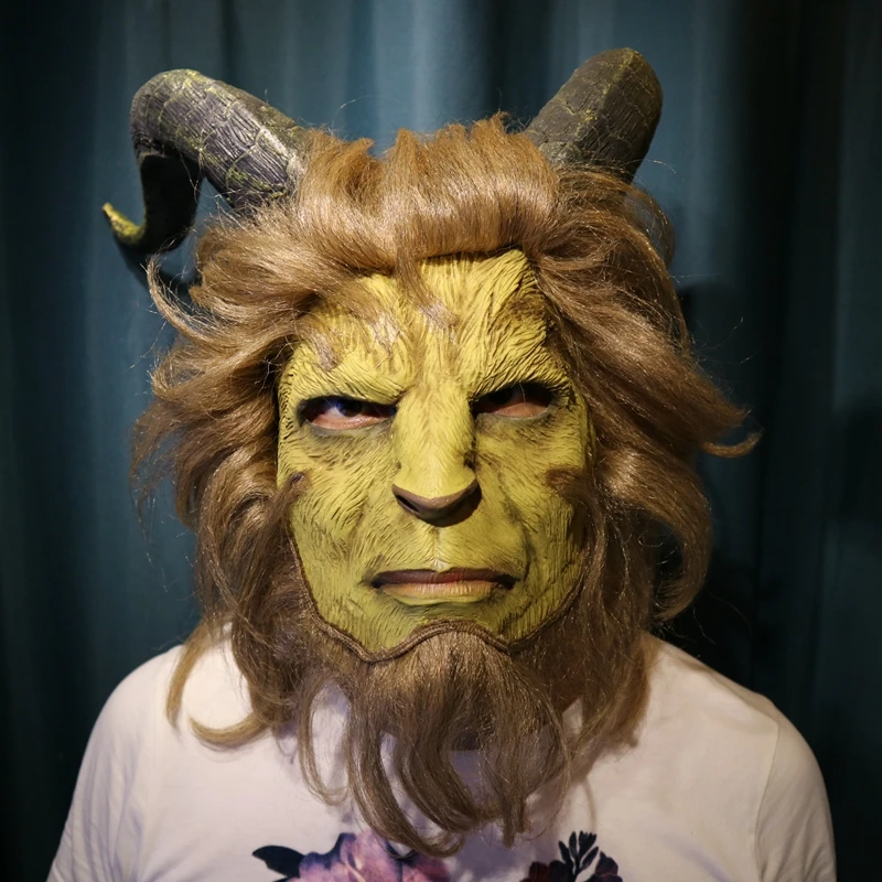 

2019 Hot Movie Beauty and the Beast Adam Prince Mask Halloween Cosplay Horror Mask Latex Halloween Party Headgear Mask