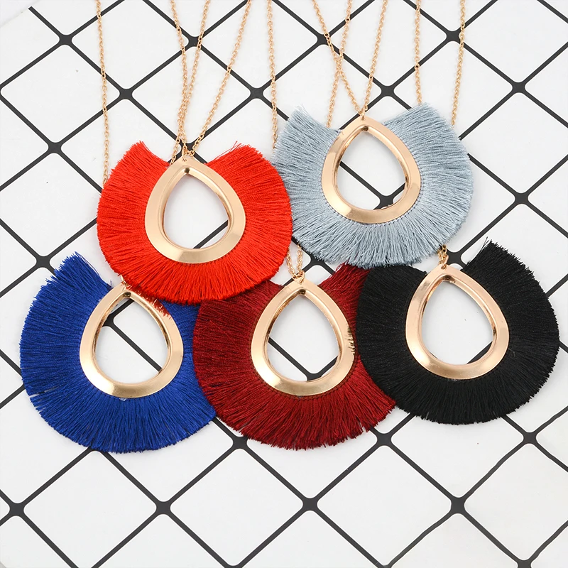 Bohemian Fringed Necklace Hollow in the middle jewelry