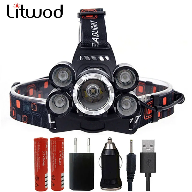 

Z30 Litwod cree xml t6 high power led headlamp 12000 Lumen Head lamp light Flashlight light set 5 led headlight torch
