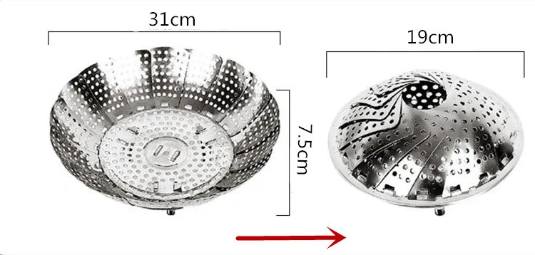 Выдвижная Пароварка из нержавеющей стали, Паровая корзина, поднос для приготовления на пару, миска для фруктов и овощей, кухонные принадлежности, инструмент для приготовления пищи