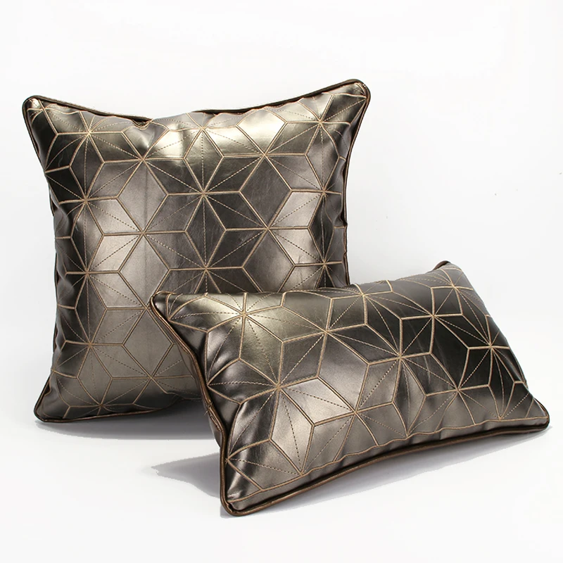 HAO JOY High End 3D Soft Faux Leather Cushion Cover Home Decor Square