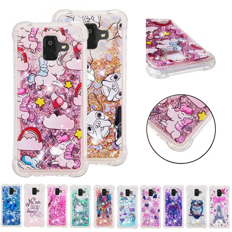 

Anti-knock Unicorn Case Glitter Quicksand Phone Soft TPU Silicone Cover Shell Coque Fundas for Samsung Galaxy A6 A6Plus 2018