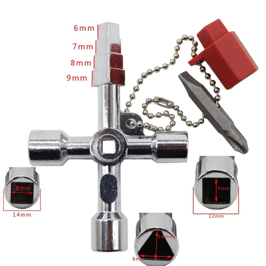 

1pc free shipping New 5 In 1 Universal Cross Square Triangle Train Electrical Cabinet Elevator Key Wholesale price excellent