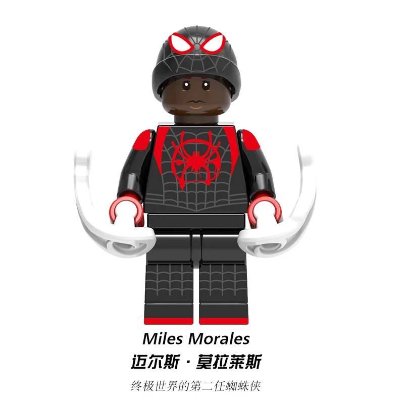 Single Marvel Legoings Spiderman into the Spider Verse Miles Morales Kingpin Scorpion Gwen Stacy Goblin Building Blocks Kids Toy