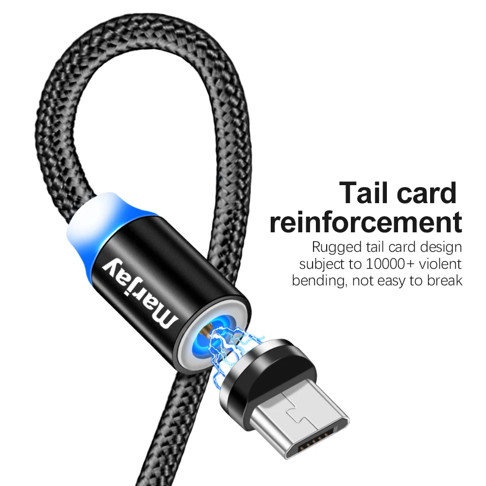 Marjay 1 м 2 м Магнитный Micro USB кабель для быстрой зарядки мобильного телефона зарядный кабель Usb кабель для Samsung Xiaomi huawei Tablet