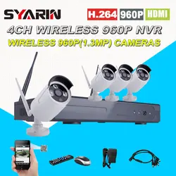 4ch CCTV Системы Беспроводной HD 960 P NVR 4 шт. 960 P 1.3mp Водонепроницаемый IP WI-FI Камера 4 канала для дома видеонаблюдения Детская безопасность комплект